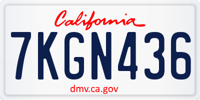 CA license plate 7KGN436