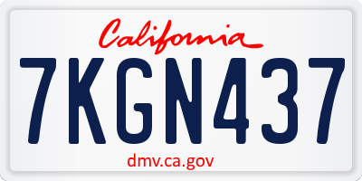 CA license plate 7KGN437