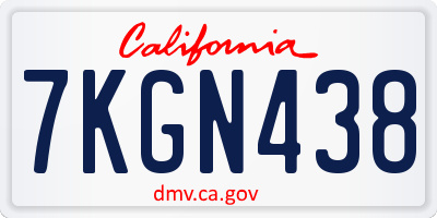 CA license plate 7KGN438