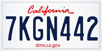 CA license plate 7KGN442