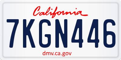 CA license plate 7KGN446
