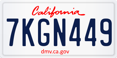 CA license plate 7KGN449