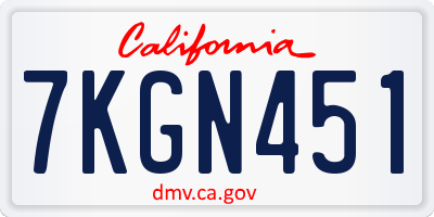 CA license plate 7KGN451