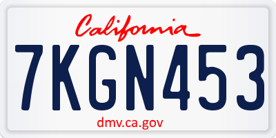 CA license plate 7KGN453