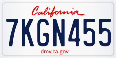 CA license plate 7KGN455