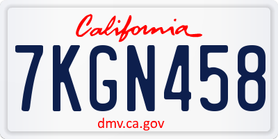 CA license plate 7KGN458
