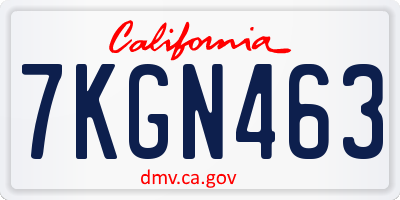 CA license plate 7KGN463