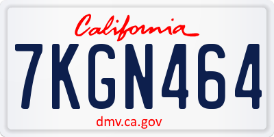 CA license plate 7KGN464