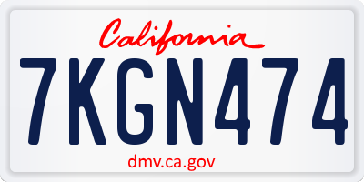 CA license plate 7KGN474