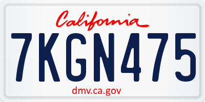 CA license plate 7KGN475
