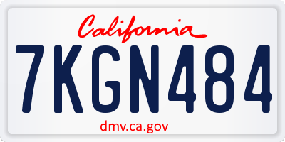CA license plate 7KGN484