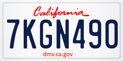 CA license plate 7KGN490