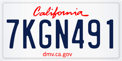 CA license plate 7KGN491