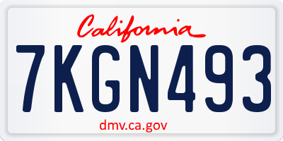 CA license plate 7KGN493