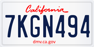 CA license plate 7KGN494