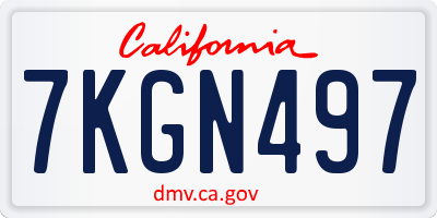 CA license plate 7KGN497