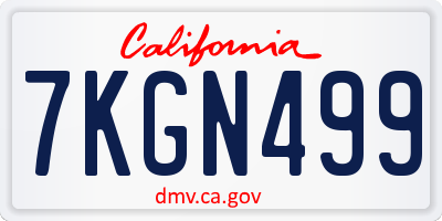 CA license plate 7KGN499