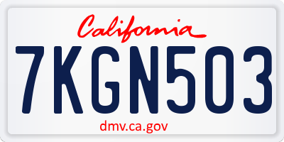 CA license plate 7KGN503