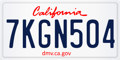 CA license plate 7KGN504