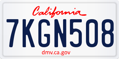 CA license plate 7KGN508