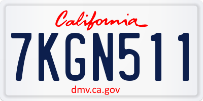 CA license plate 7KGN511