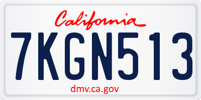 CA license plate 7KGN513