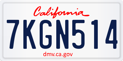CA license plate 7KGN514