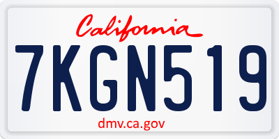 CA license plate 7KGN519