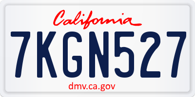 CA license plate 7KGN527