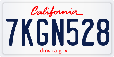CA license plate 7KGN528