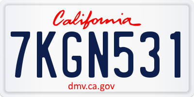 CA license plate 7KGN531