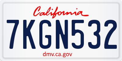 CA license plate 7KGN532