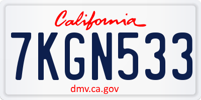 CA license plate 7KGN533