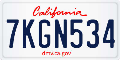 CA license plate 7KGN534