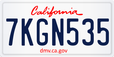 CA license plate 7KGN535