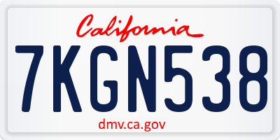 CA license plate 7KGN538