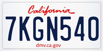 CA license plate 7KGN540