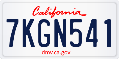 CA license plate 7KGN541