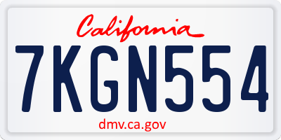 CA license plate 7KGN554