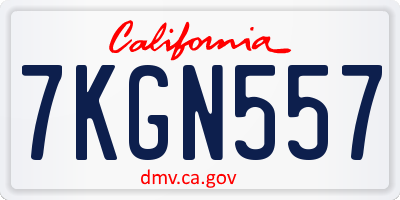 CA license plate 7KGN557