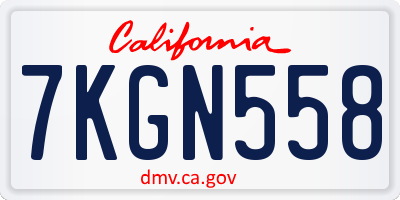 CA license plate 7KGN558