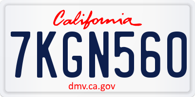 CA license plate 7KGN560
