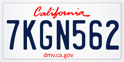 CA license plate 7KGN562