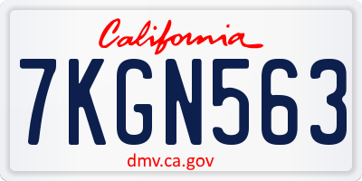 CA license plate 7KGN563