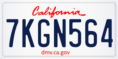 CA license plate 7KGN564