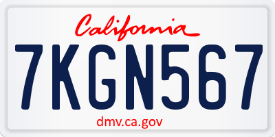 CA license plate 7KGN567