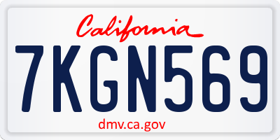 CA license plate 7KGN569