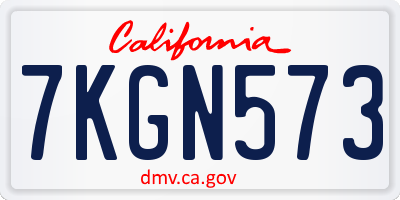 CA license plate 7KGN573