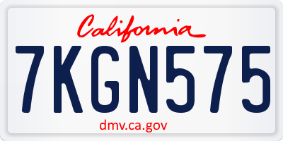 CA license plate 7KGN575