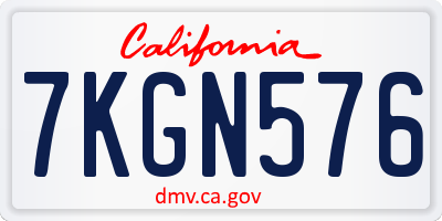 CA license plate 7KGN576
